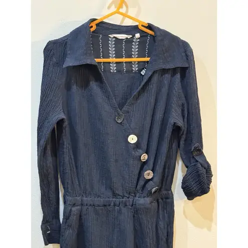 Soft Surroundings Cannes Black Gauzy Crepe Faux Wrap Jumpsuit Size Petite Large