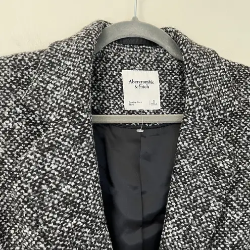 Abercrombie & Fitch Heavyweight Textured Wool Blend Blazer Coat Gray Black NEW