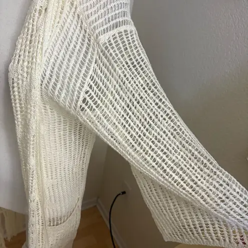 Denim & Supply Ralph Lauren DENIK & SUPPLY Ralph Lauren Cream Crochet Fringe Kimono Cardigan Boho Size Large