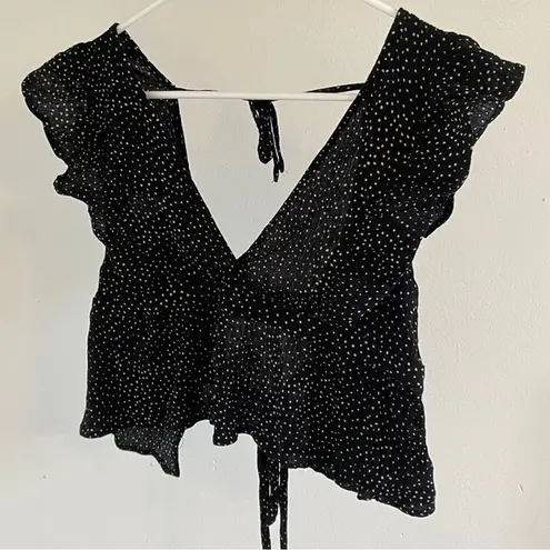 William B Backless Polka Dot Crop Blouse Black (Medium)