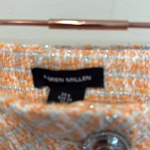 Karen Millen Peach Tweed Button Mini Skirt