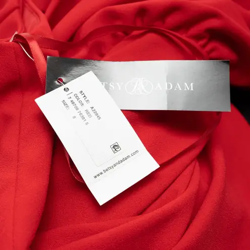 Betsy and Adam Arielle Scuba Crepe Ruffle Slit Gown