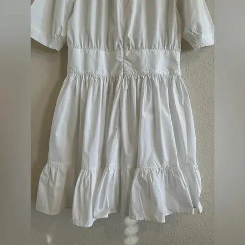 ByTiMo Tuckernuck Medium Blouson Mini Dress White Cotton Poplin Preppy Summer