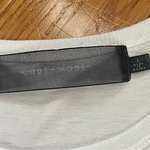 Code x Mode White Smocked Waist Short Sleeve Top classic Casual minimalist Sz L