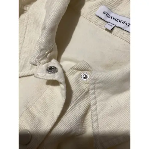 We Wore What  Ivory Corduroy Snap Button Shacket Collar Jacket 100% Cotton XS/S