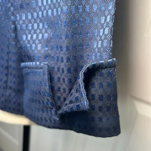 Laura Ashley Blue Geometric Jacquard Zipper Jacket Size M