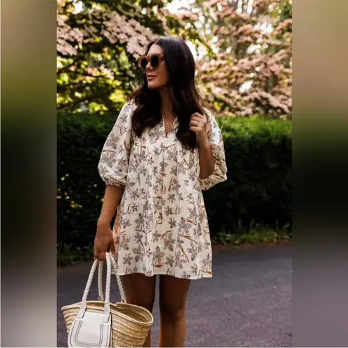 Anthropologie Caballero Breezy Tunic Dress Babydoll Size Medium Tan