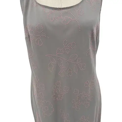 Moschino Cheap and Chic Vintage Gray Pink Floral Embellished Dress Size US 10