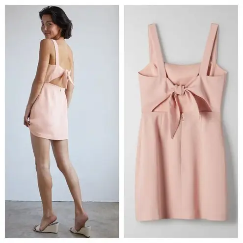 Wilfred Aritzia  Aperture Tie Back Mini Dress Square Neck in Petal Pink Size 6