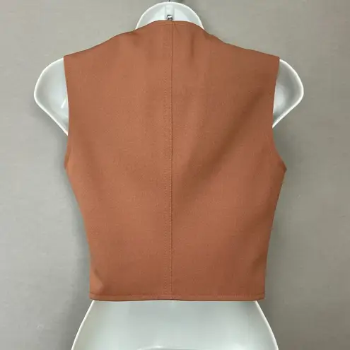 Vintage 70s Vest Women Brown Princess Seams Women Retro Aesthetic Tomboy Size XXS