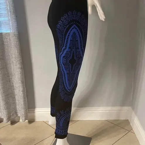 Black and Blue Patterned Women's Leggings Size undefined