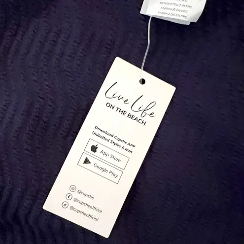 Cupshe NWT  Deep Purple Textured Plunging V Neck One Piece Swimsuit