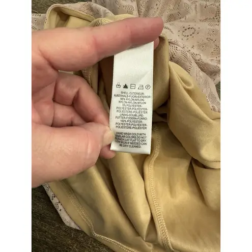 Dress the Population NEW Zahra Lace Front Slit Midi Dress Blush Size XS