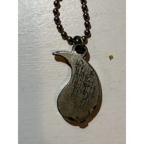 Y2K Yin Yang Paisley Pendant Necklace Glitter Enamel Ball Chain Vintage Style Black