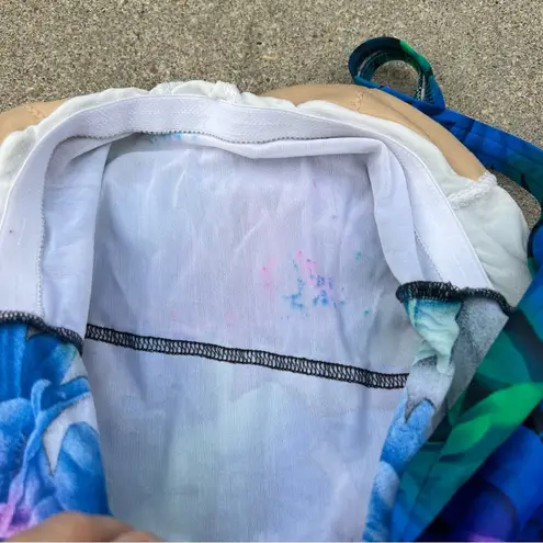 Jantzen Vintage blue tropical floral faux wrap skirt one piece swimsuit