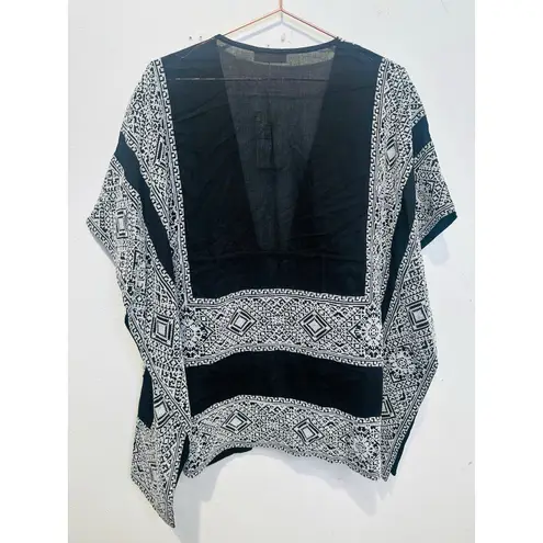 Ramy Brook NWT Black White Tie Front Tassels Samira Mini Beachy Coverup Size XXS