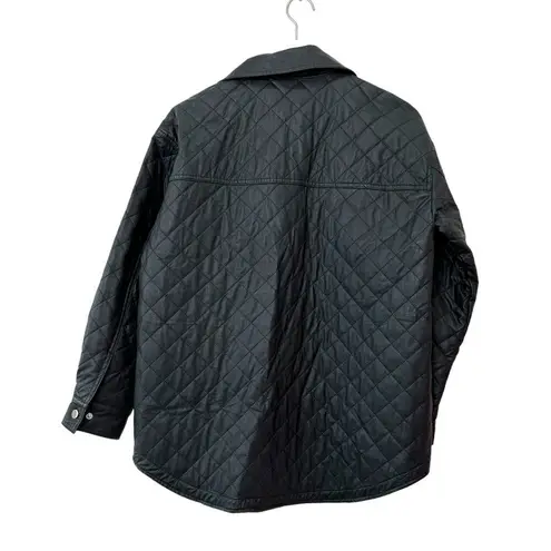 ZARA  Black Quilted Faux Leather Over Shirt Jacket Size Small