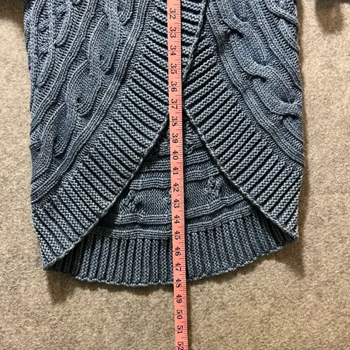 Blue Willi's Vintage Circular Knit Long Cardigan Wrap Coat L Denim Blue Cotton Size L