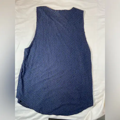 Roseanna Sleeveless Top Black & Blue Textured Rounded Hem Size 6 Oversized