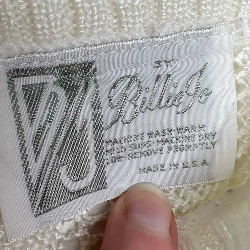 Vintage Billie Jo Open Knit Pastel Sweater Fits like a medium Blue Pink Chevron