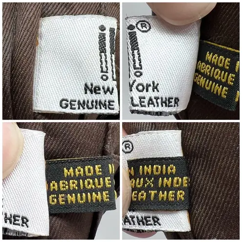 ILI New York Leather Wristlet Wallet Clutch Dark Brown Plum Rosette