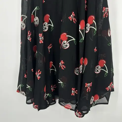 NEW Dead Threads Midi Dress Black Skulls Cherries Fit Flare Gothic Goth Size S