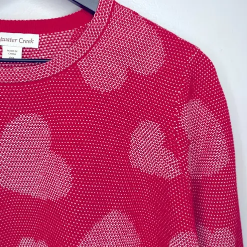 Coldwater Creek Fresh Red Lots of Love Sweater Size MP