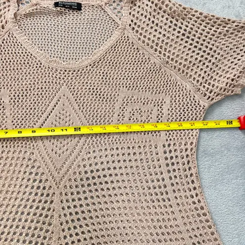 Bloomchic Crochet Knit Top Cover Up Short Sleeve Open Weave Blush Pink Size 10