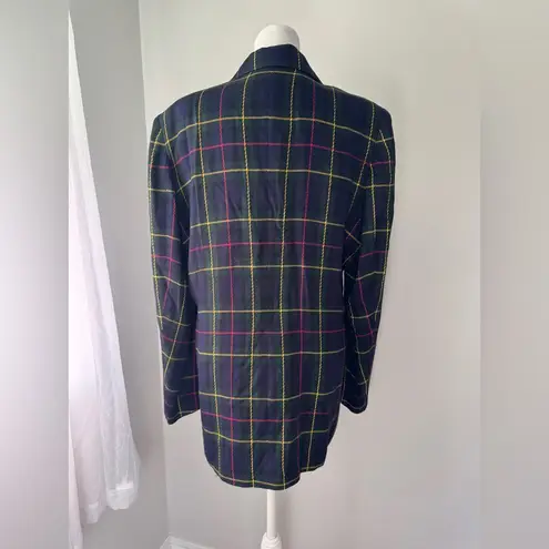 Charter Club Vintage ‘90s by Jane Justin Navy, Green, Yellow & Red Plaid Blazer