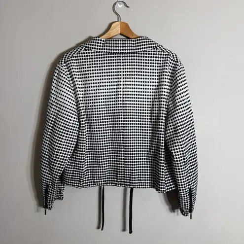 Akris Punto Polka Dot Blazer Jacket Women's 16 Black White Cropped Designer Chic