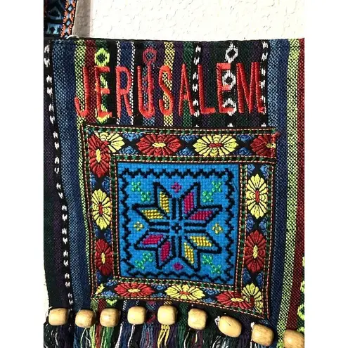 Handmade Boho Jerusalem Embroidered Crossbody Bag Fringe Beads Souvenir Cultural