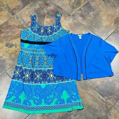 Catherines Paisley Boho Stretch Empire Waist Classic Pleat Midi Dress with Jacke