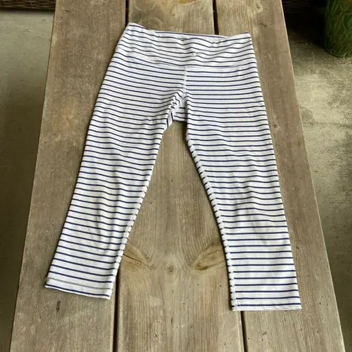 Scorpio Sol Scorpio Sol Womens Leggings Size XS Navy Blue White Striped Cropped Length - Image 5