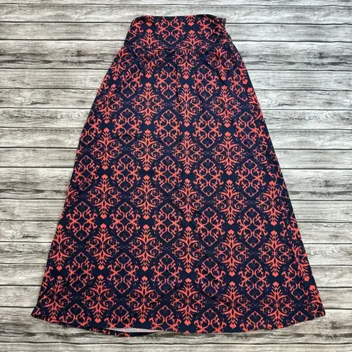 Joe Benbasset Women's A-Line Maxi Skirt Navy Blue Coral Pink M Med Medium Flowy