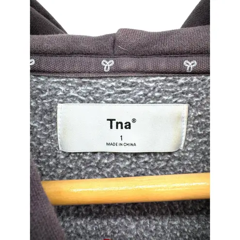 Tna Fleece Hoodie Sweatshirt Gray Size 1 Oversized Kangaroo Pocket Cozy Aritzia