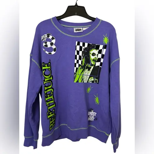 Beetlejuice Beetlejuice Crewneck Graphic Sweatshirt Purple Large