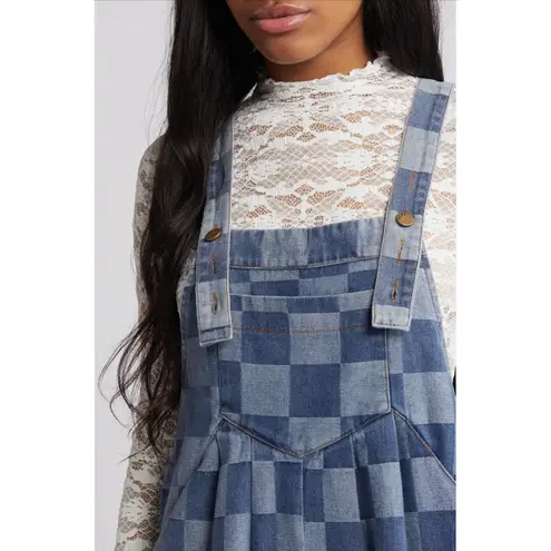 Dressed in LaLa Big Feelings Oversized Denim Checkered Jumpsuit Blue Size XL