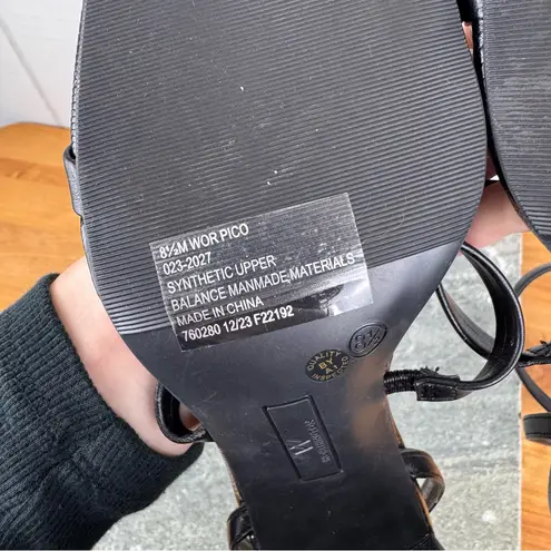 Worthington  Wor Pico Black Strappy Block Heels Square Toe Snakeskin Ankle Strap - Image 6