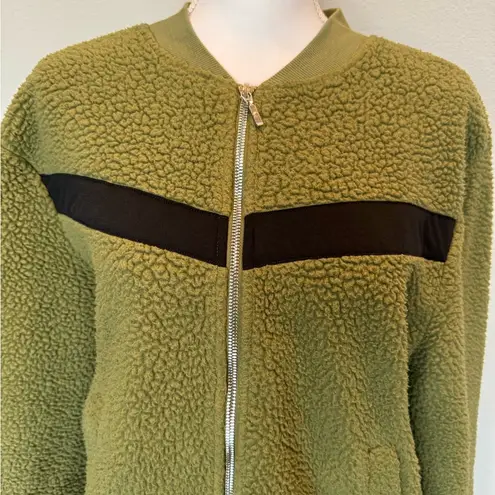 Zyia  Active Olive Green Fleeced Bomber Jacket | Size L | EUC | Full Zip