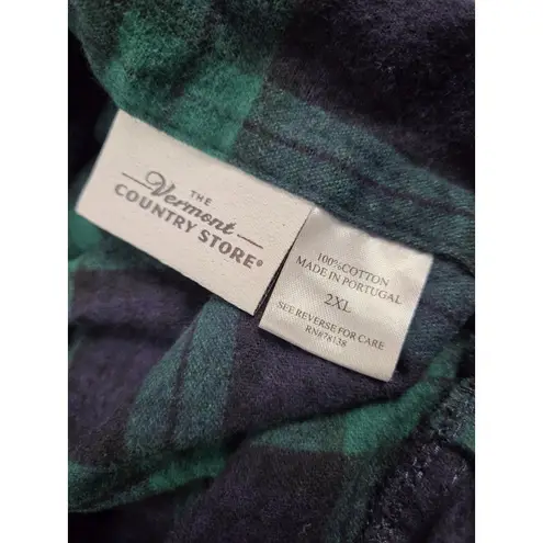 Vermont Country Store Navy Green Plaid Portugal Cotton Pajama Robe Set XXL Blue Size undefined