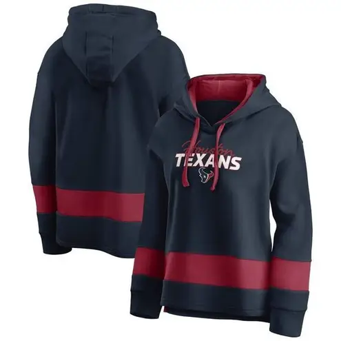 NFL Team Apparel NFL Houston Texans Women's Halftime Adjustment Fleece Hooded Sweatshirt Navy, XL