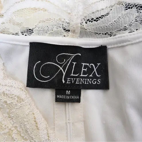 Alex Evenings Women's M White Lace Evening Blouse
