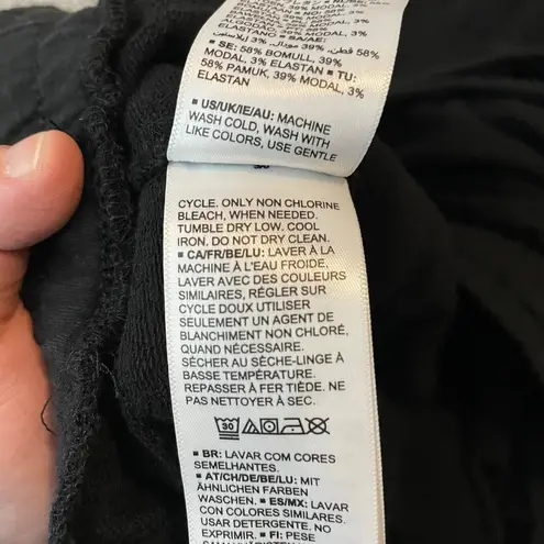 Daily Ritual Women’s Wide Leg Cropped Terry Cloth Pants in Black Size XXL