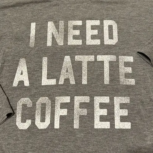 Modern Lux size smallādistressed grey āI need a latte coffeeā tie front top EUC - Image 3