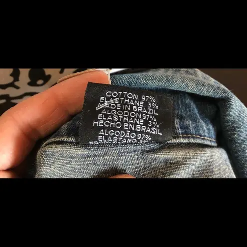 Swayze Distressed Embroidered Jean Jacket NWT