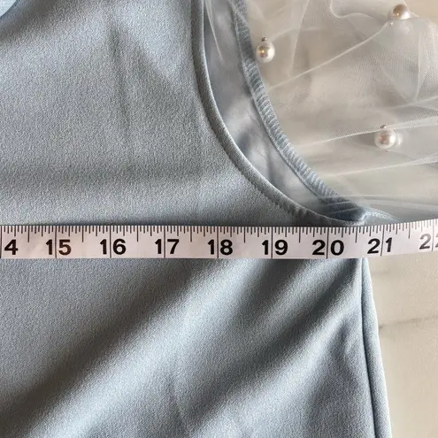 SSYS The Label The Stella Pearl Sleeve Dress In Pastel Blue Size L Party Holiday Size L