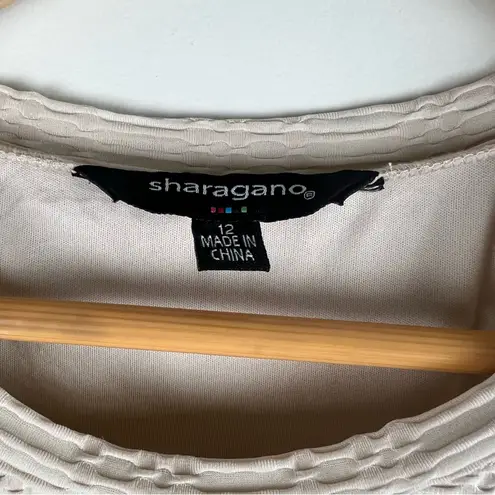 Sharagano Sleeveless Textured Shift Dress Size 12 Beige Minimalist Neutral