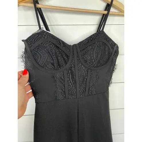 Dylan Ryan NYC Black Fitted Bodice Bustier Wide Leg Sleeveless Jumpsuit Size S