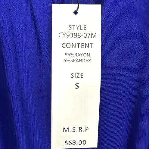 For Cynthia | NWT | Small | Royal Blue Stretch Surplice Sleeveless Faux Wrap Top