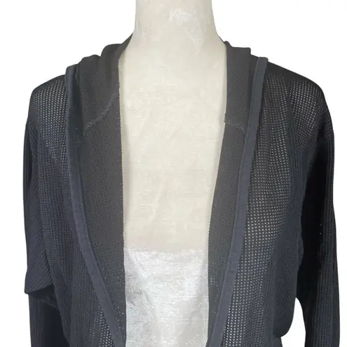 Under The Sun women's medium black hooded mesh swimsuit coverup 3/4 sleeve